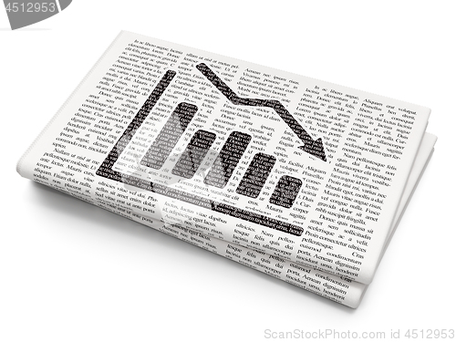 Image of Marketing concept: Decline Graph on Newspaper background