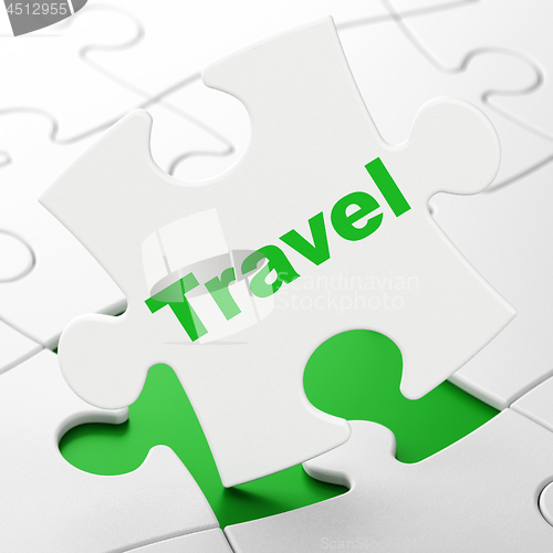 Image of Entertainment, concept: Travel on puzzle background