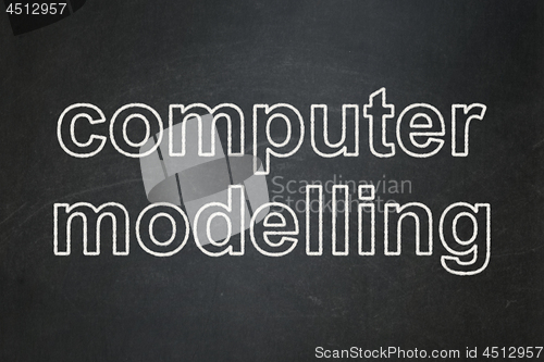 Image of Science concept: Computer Modelling on chalkboard background