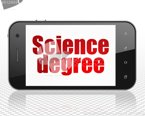 Image of Science concept: Smartphone with Science Degree on display