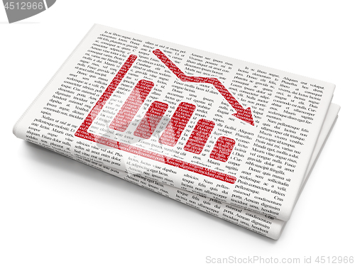 Image of Marketing concept: Decline Graph on Newspaper background