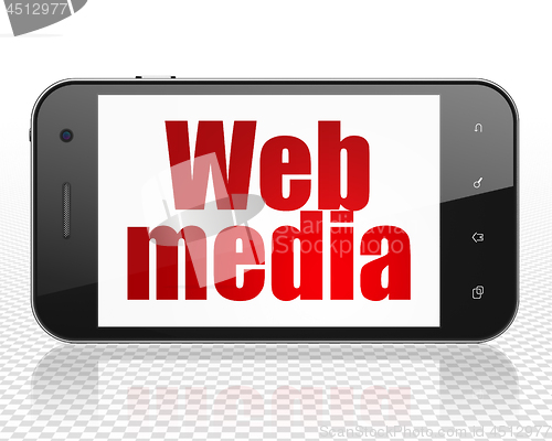 Image of Web development concept: Smartphone with Web Media on display