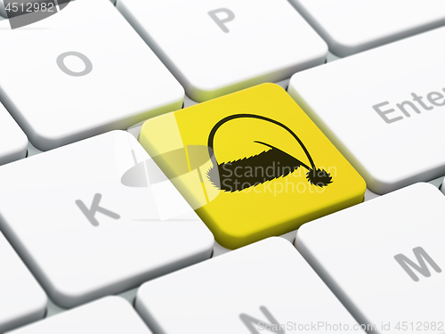 Image of Entertainment, concept: Christmas Hat on computer keyboard background
