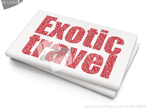 Image of Vacation concept: Exotic Travel on Blank Newspaper background