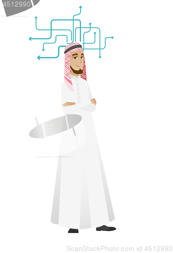 Image of Young muslim businessman thinking.