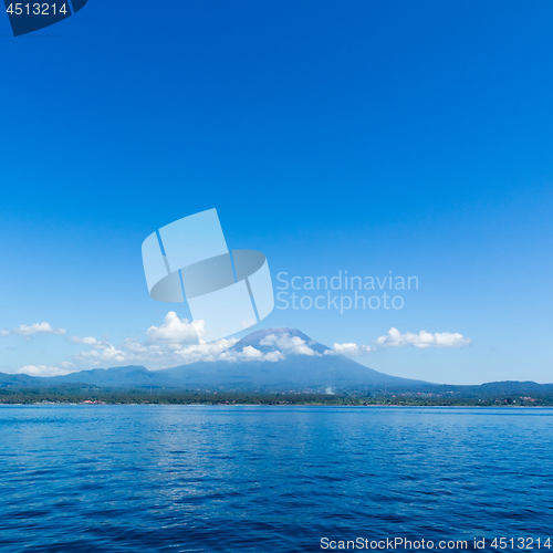 Image of Agung volcano view from the sea. Bali island, Indonesia