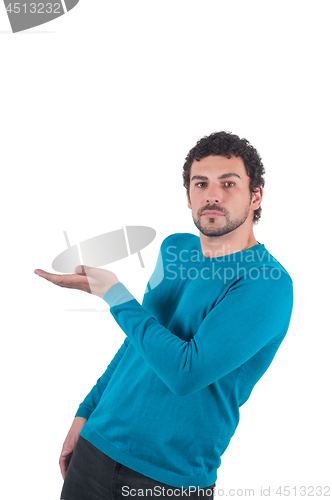 Image of Guy in blue pointing to somewhere