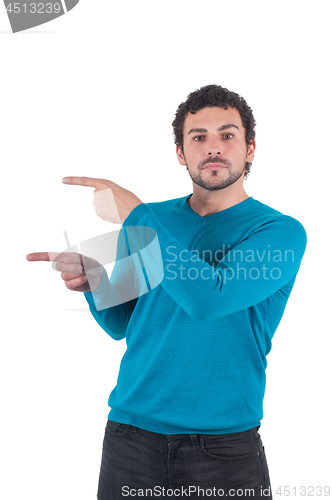 Image of Guy in blue pointing to somewhere
