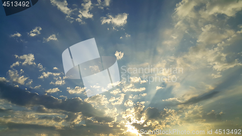 Image of Sky with clouds and morning sunlight