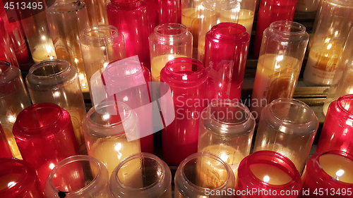 Image of Burning candles in catholic church