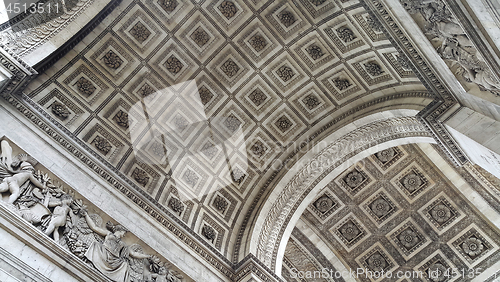 Image of Closeup of the Arc de Triomphe in Paris, France