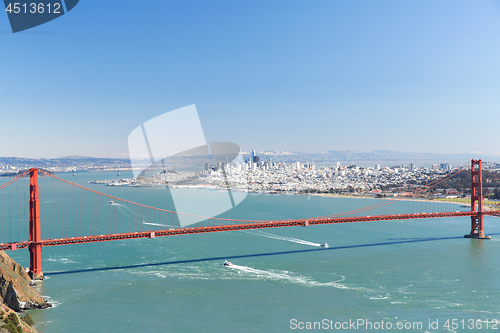 Image of view of golden gate bridge over san francisco bay