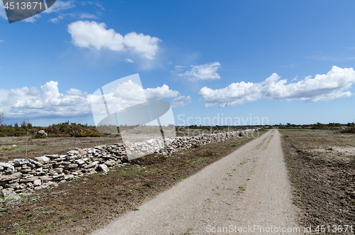 Image of Dirt road in the great plain grassland Alvaret at the swedish is