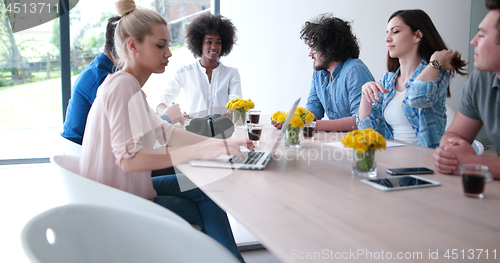 Image of Multiethnic startup business team on meeting