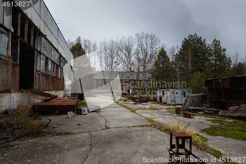 Image of Abandoned factory exterior at Chernobyl