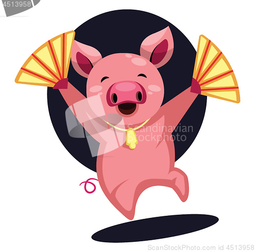 Image of Happy pig celebrating Chinese New Yearillustration vector on whi