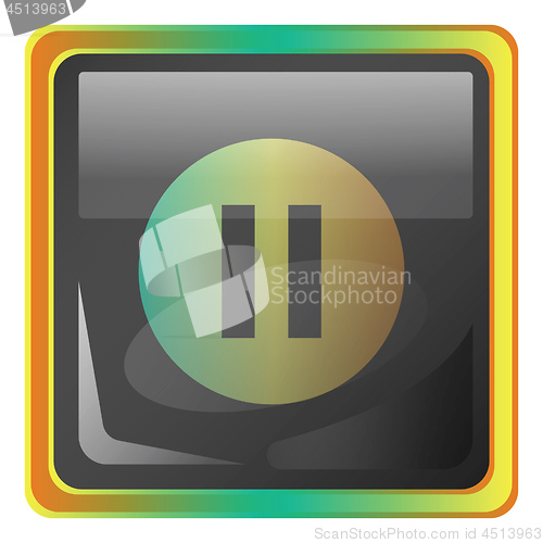 Image of Pause grey square vector icon illustration with yellow and green