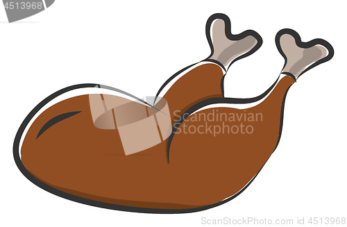 Image of A whole fried chicken vector or color illustration