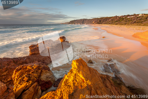 Image of Early morning sunlight on the  beach