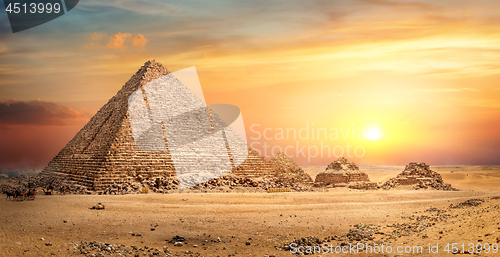 Image of Egyptian pyramid in sand