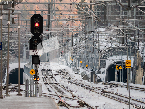 Image of Railway tracks and catenary in Norway