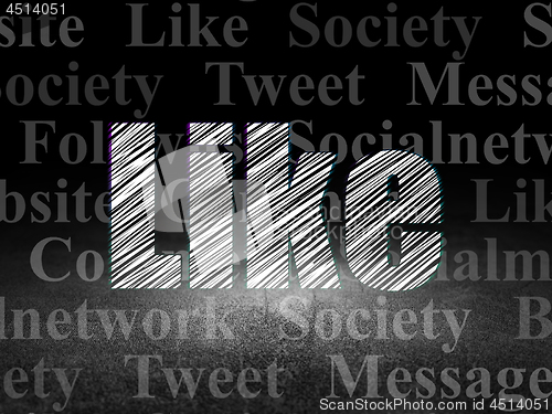 Image of Social network concept: Like in grunge dark room