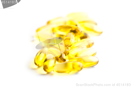 Image of Omega-3 oil capsules and vitamin for health care isolated on whi