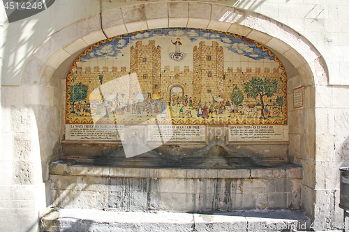 Image of Old vintage small fountain in barcelona