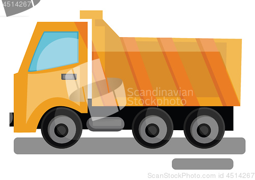 Image of Cartoon yellow transporting truck vector illustration on white b