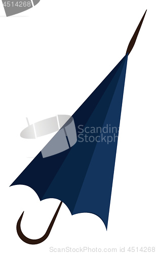 Image of Closed blue umbrella illustration print vector on white backgrou