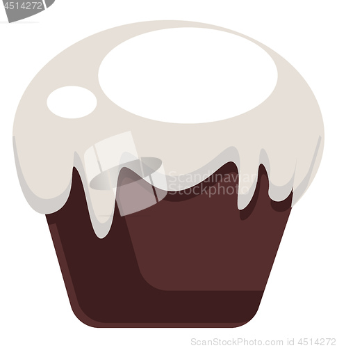 Image of Dark brown coockie with white topping vector illustration on whi
