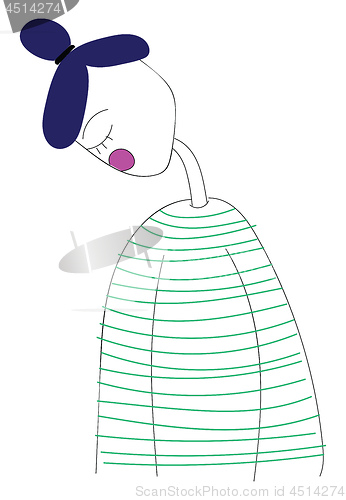 Image of A girl wearing a striped light green shirt looks pretty vector o