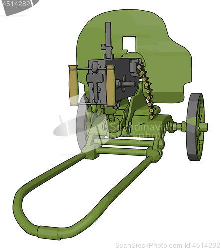 Image of 3D vector illustration on white background  of a green  military