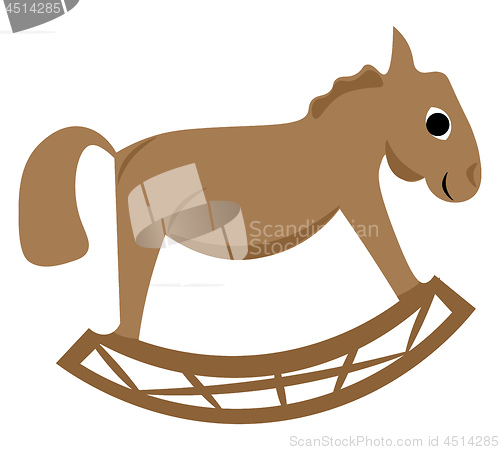 Image of Clipart of a brown-colored toy rocking horse vector or color ill