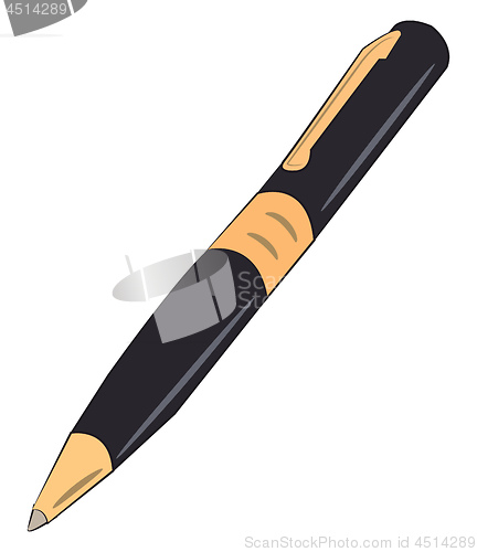 Image of Black & gold ball pen vector or color illustration