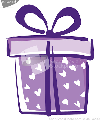 Image of A surprise box wrapped with purple decorative paper and heart de