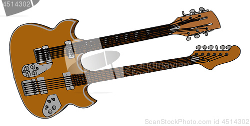 Image of Double neck guitar vector or color illustration