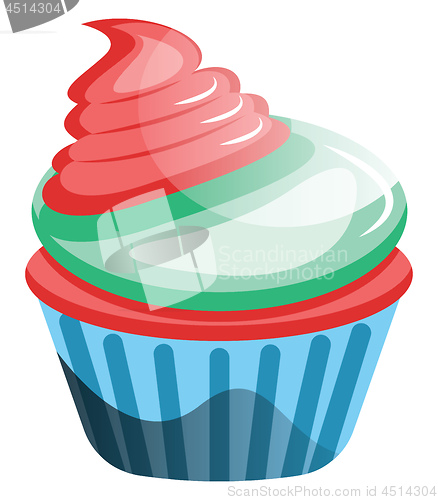 Image of Red velvet cupcake with colorful frosting illustration vector on