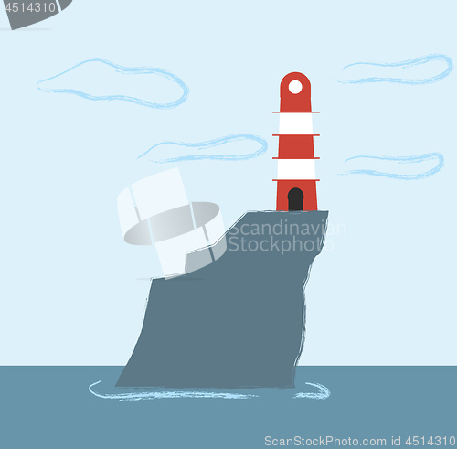 Image of A cartoon lighthouse vector or color illustration