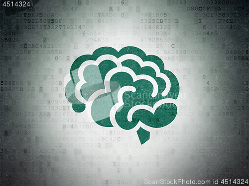 Image of Health concept: Brain on Digital Data Paper background