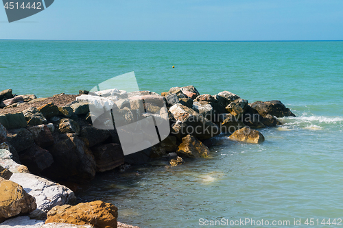 Image of Beautiful azure sea and the rocky beach