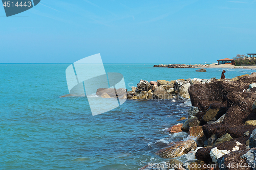 Image of Beautiful azure sea and the rocky beach