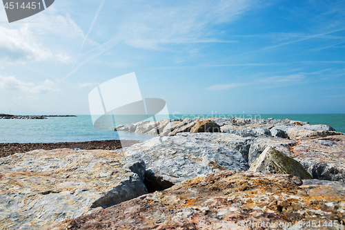 Image of Beautiful azure sea and the rocky beach