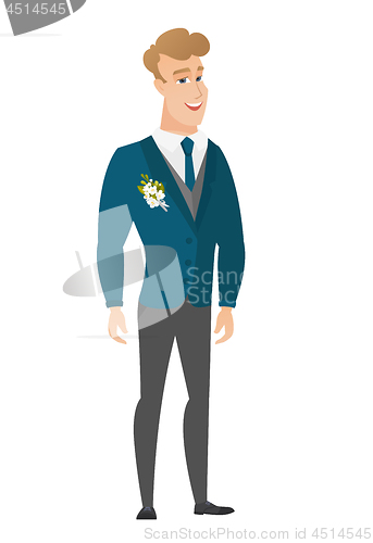 Image of Young caucasian happy groom.