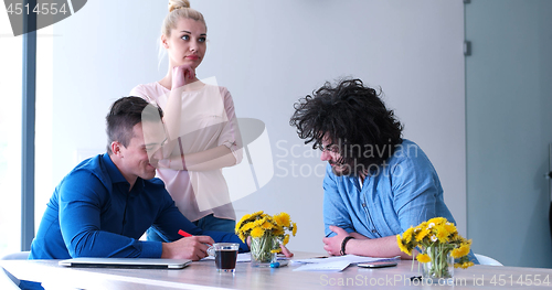 Image of Startup Business Team At A Meeting at modern office building