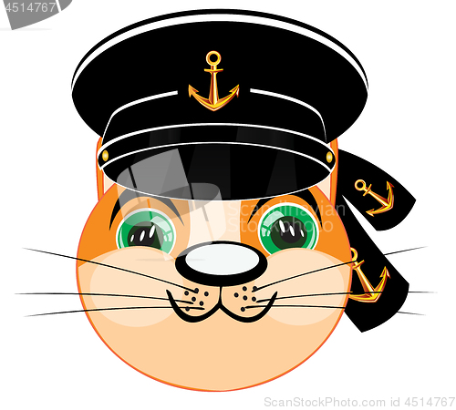 Image of Vector illustration animal cat in headdress of the sailor