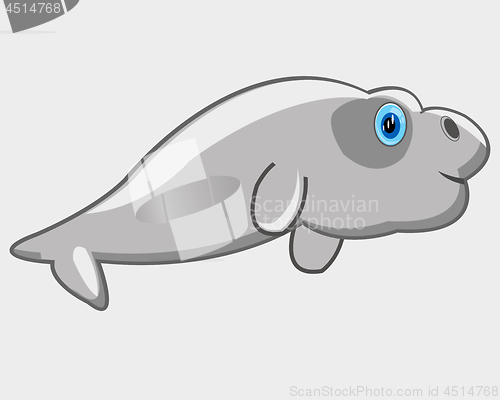 Image of Vector illustration baby drawing sea animal manatee