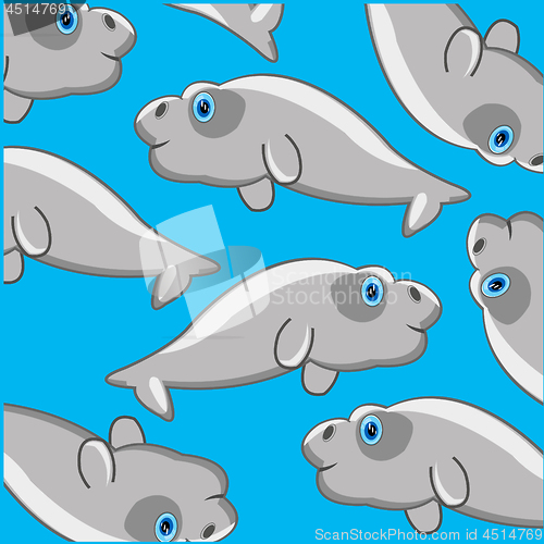 Image of Vector illustration sea mammal manatee decorative pattern