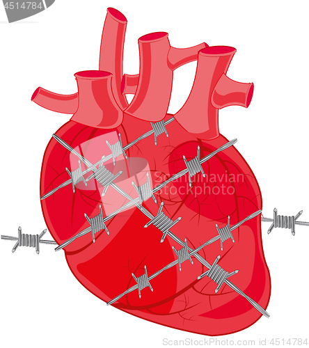 Image of Heart of the person tangled in barbed wire