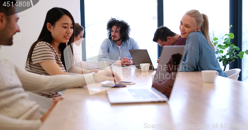 Image of Startup Business Team At A Meeting at modern office building